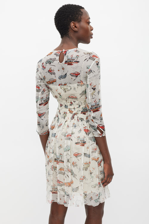 Prada FW 2012 Cream 
Multicolour Car Printed Dress