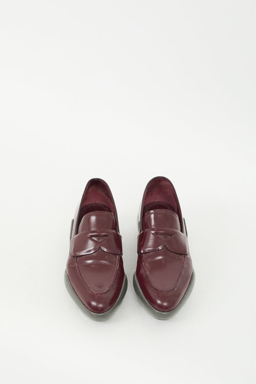 Prada FW 2015 Burgundy 
Grey Leather Bubble Loafer