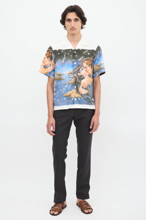 Prada FW 2016 Blue 
Multicolour Impossible True Love Shirt