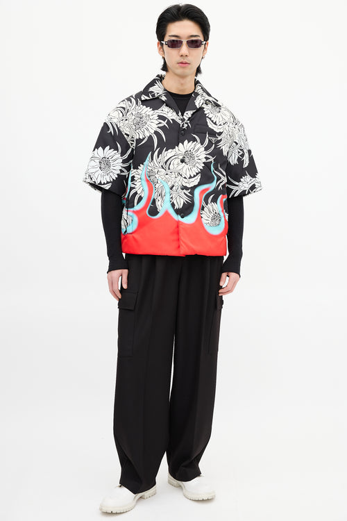 Prada FW 2018 Black 
Multi Flame Padded Shirt