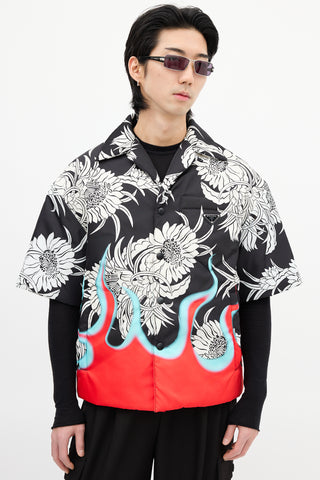 Prada FW 2018 Black 
Multi Flame Padded Shirt