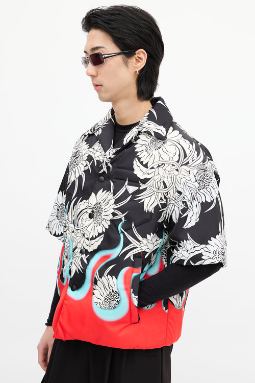 Prada FW 2018 Black 
Multi Flame Padded Shirt