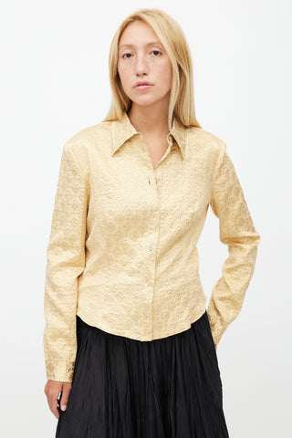 Prada Gold Metallic Jacquard Shirt