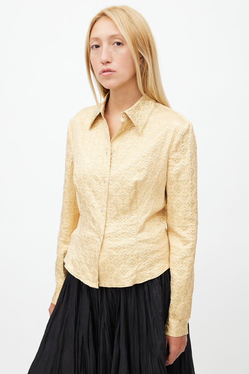 Prada Gold Metallic Jacquard Shirt