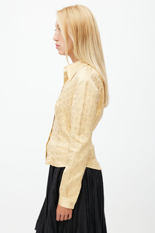 Prada Gold Metallic Jacquard Shirt