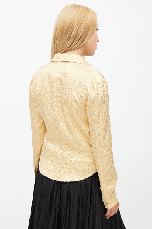 Prada Gold Metallic Jacquard Shirt