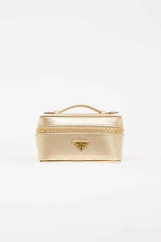 Prada Gold Metallic Leather Jewellery Case