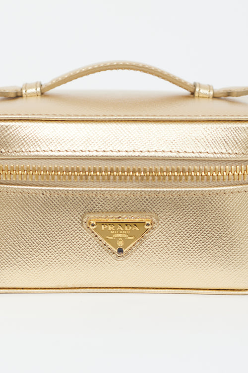 Prada Gold Metallic Leather Jewellery Case