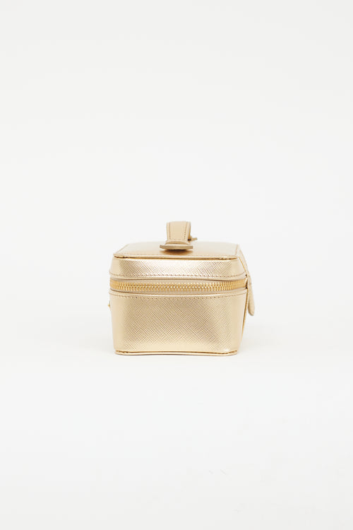 Prada Gold Metallic Leather Jewellery Case