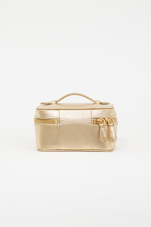 Prada Gold Metallic Leather Jewellery Case