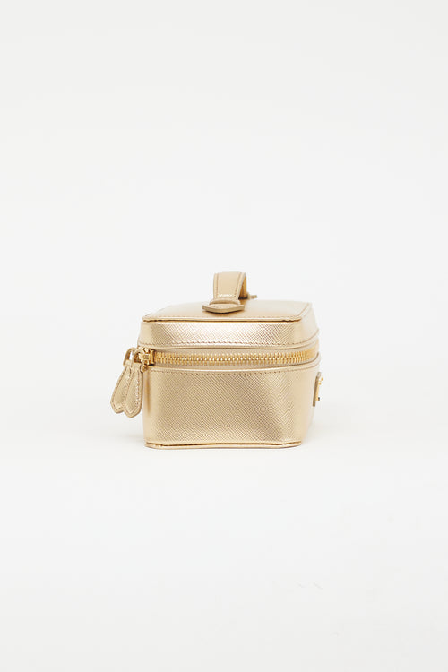 Prada Gold Metallic Leather Jewellery Case