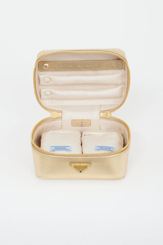 Prada Gold Metallic Leather Jewellery Case