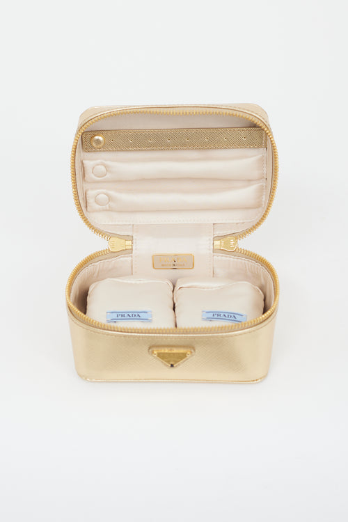 Prada Gold Metallic Leather Jewellery Case