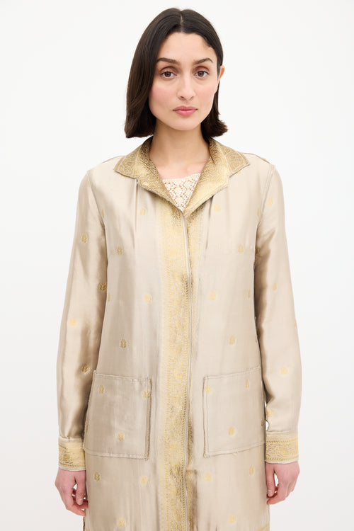 Prada Gold Silk 
Lurex Paisley Brocade Coat