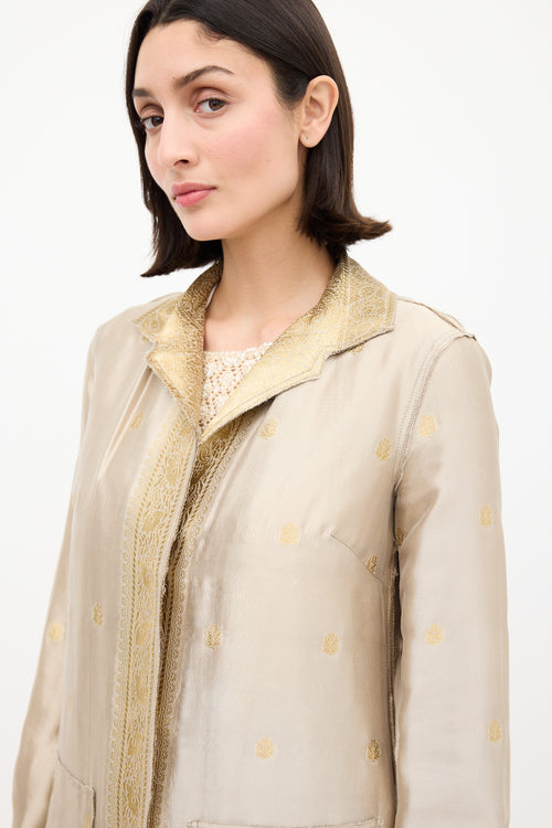 Prada Gold Silk 
Lurex Paisley Brocade Coat