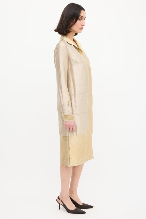 Prada Gold Silk 
Lurex Paisley Brocade Coat