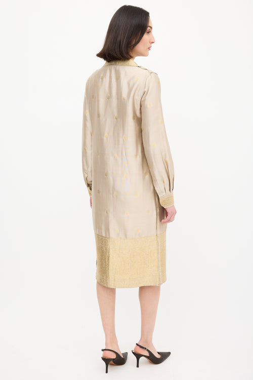 Prada Gold Silk 
Lurex Paisley Brocade Coat