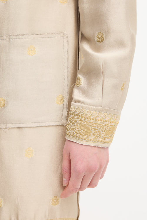 Prada Gold Silk 
Lurex Paisley Brocade Coat