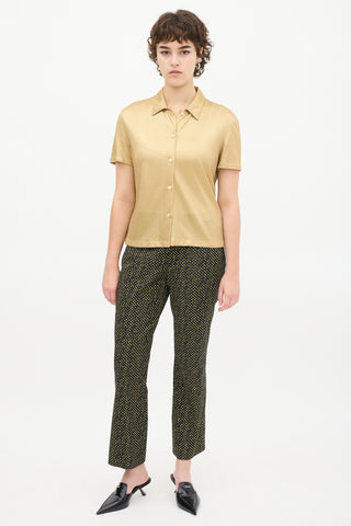 Prada Gold Sparkly Knit Short Sleeve Shirt