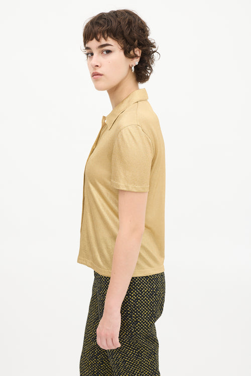 Prada Gold Sparkly Knit Short Sleeve Shirt