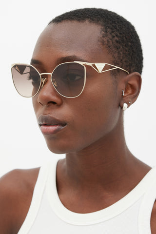 Prada Gold 
White SPR50Z Cateye Sunglasses