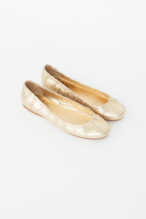 Prada Gold Metallic Ballet Flat