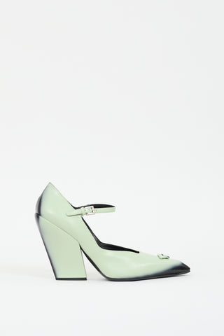 Prada Green 
Black Leather Ombre Mary Jane Pump