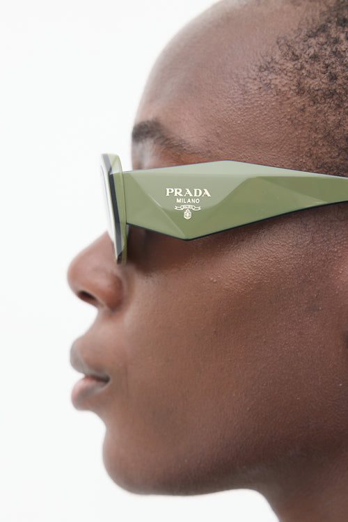 Prada Green 
Black SPR17W Rectangular Sunglasses