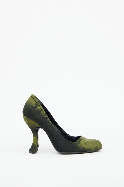 Prada Green Satin Comma Pump