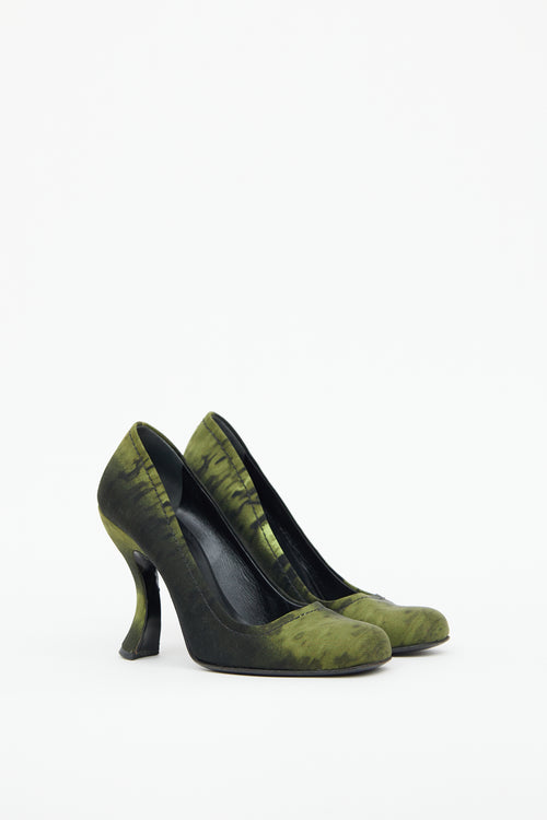 Prada Green Satin Comma Pump