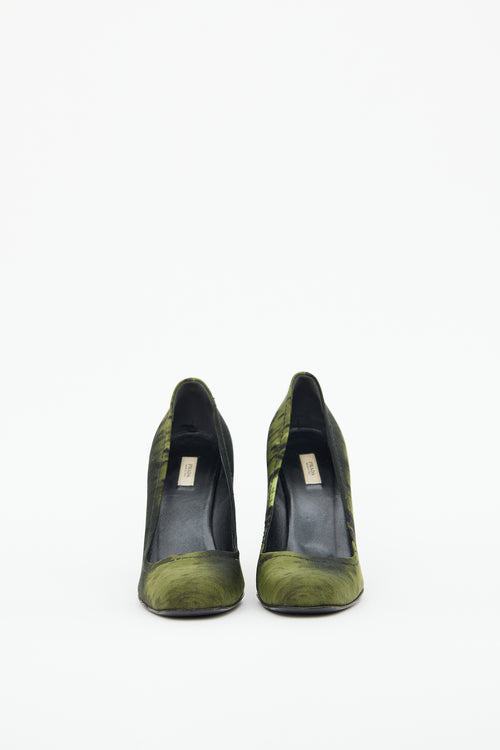 Prada Green Satin Comma Pump