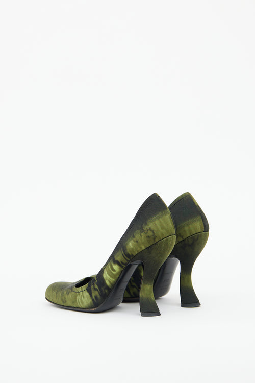 Prada Green Satin Comma Pump