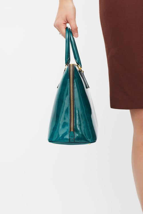 Prada Green 
Gold Spazzolato Patent Tote