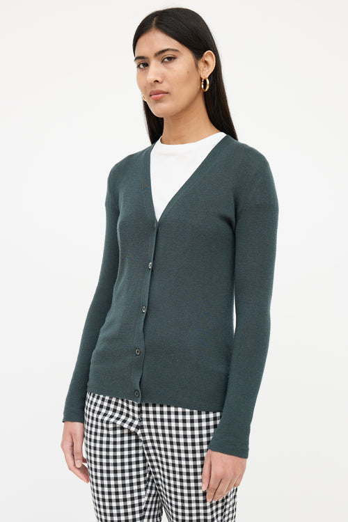 Prada Knit Button Cashmere 
Silk Cardigan