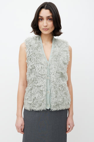 Prada Green Knit Fur Vest