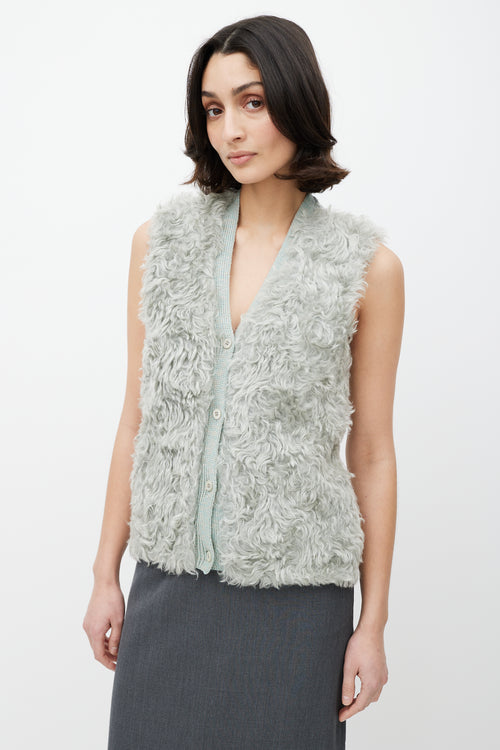 Prada Green Knit Fur Vest