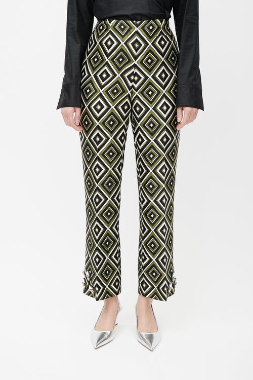 Prada Green 
Multicolour Geometric Wool Jewel Trouser