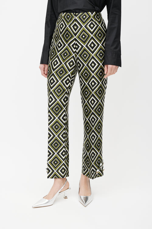 Prada Green 
Multicolour Geometric Wool Jewel Trouser