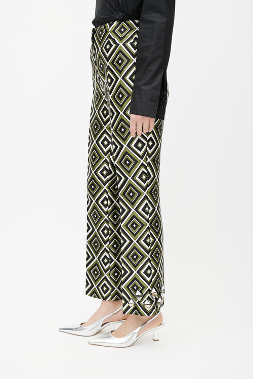 Prada Green 
Multicolour Geometric Wool Jewel Trouser