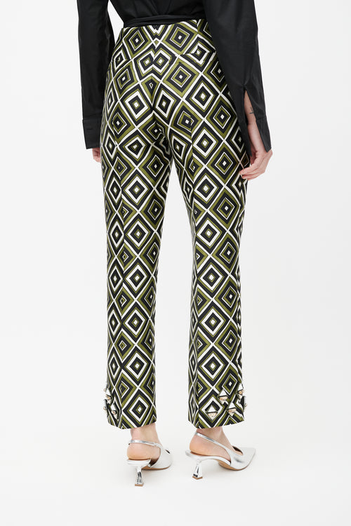 Prada Green 
Multicolour Geometric Wool Jewel Trouser