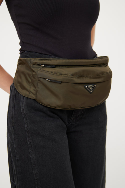 Prada Green Nylon Tessuto Waist Bag