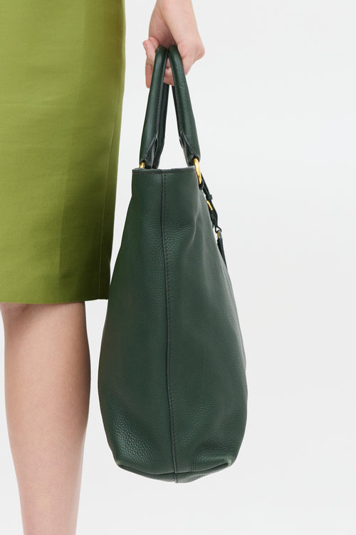 Prada Green Pebbled Leather Tote