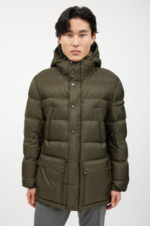 Prada Green Quilted Down Puffer Jacket