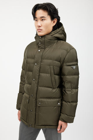 Prada Green Quilted Down Puffer Jacket