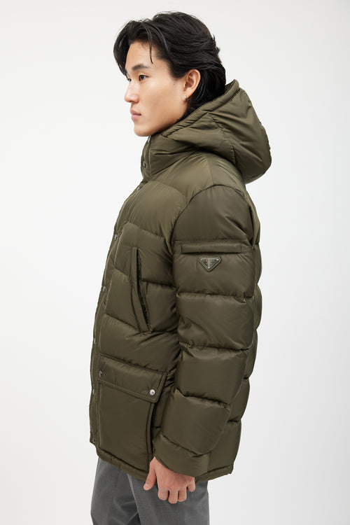 Prada Green Quilted Down Puffer Jacket