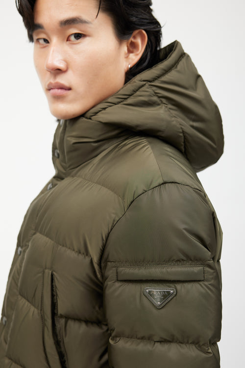 Prada Green Quilted Down Puffer Jacket