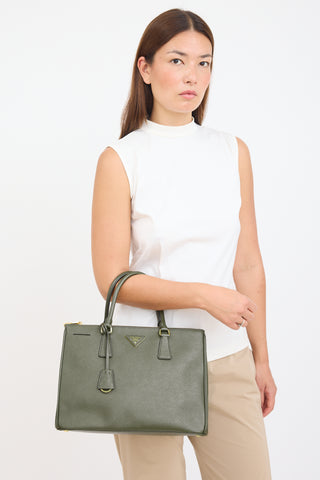 Prada Green Saffiano Leather Galleria Bag