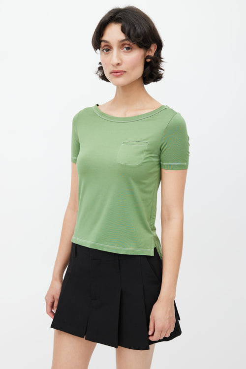 Prada Green Silk T-Shirt