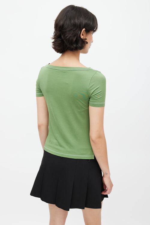 Prada Green Silk T-Shirt