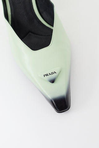 Prada Green 
Black Leather Ombre Mary Jane Pump